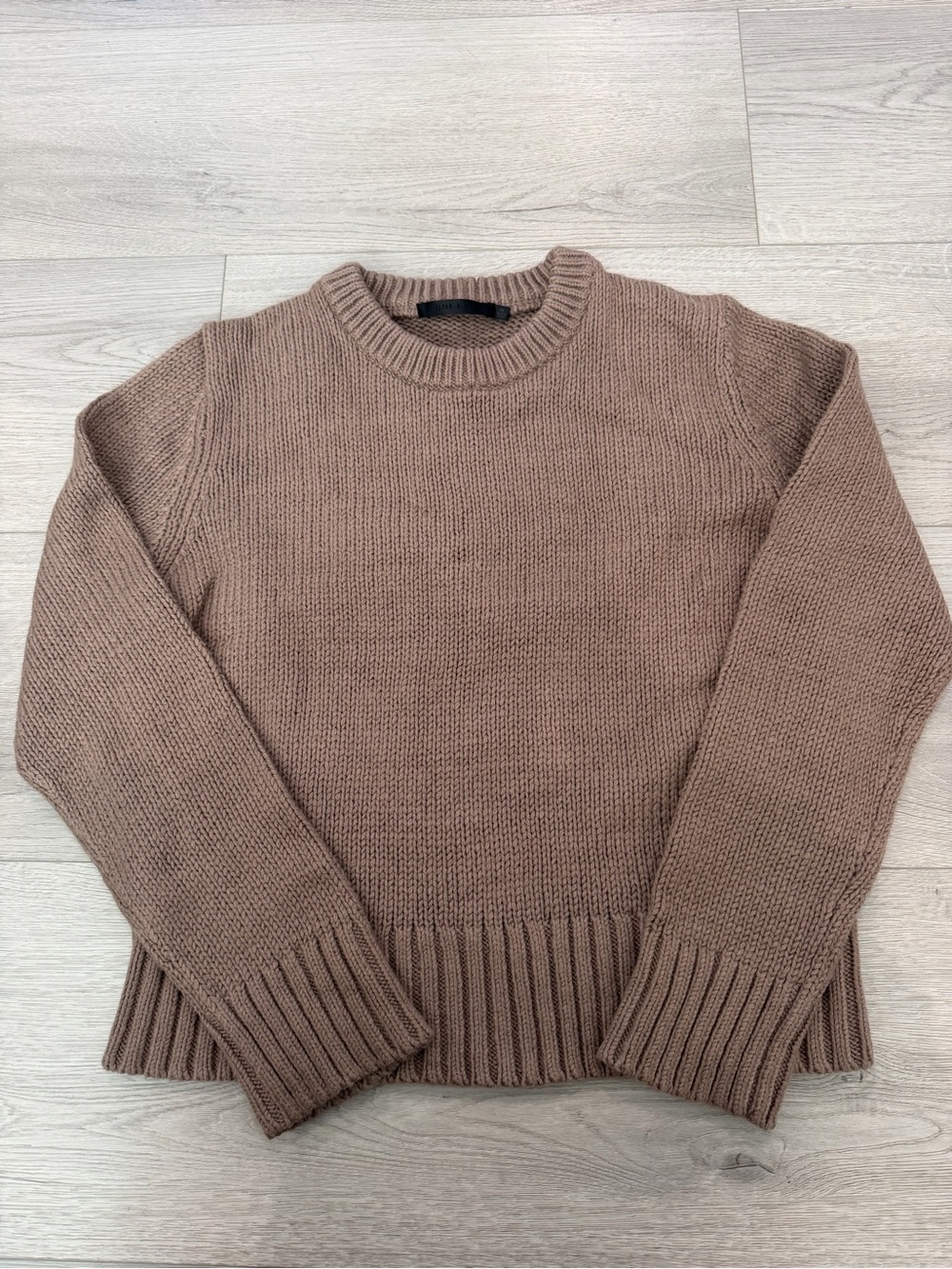 Jenni Kayne Chunky Knit Crewneck Sweater in Taupe
